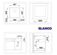 MEDIDAS CUBETA COCINA SUBLINE 400-F BLANCO